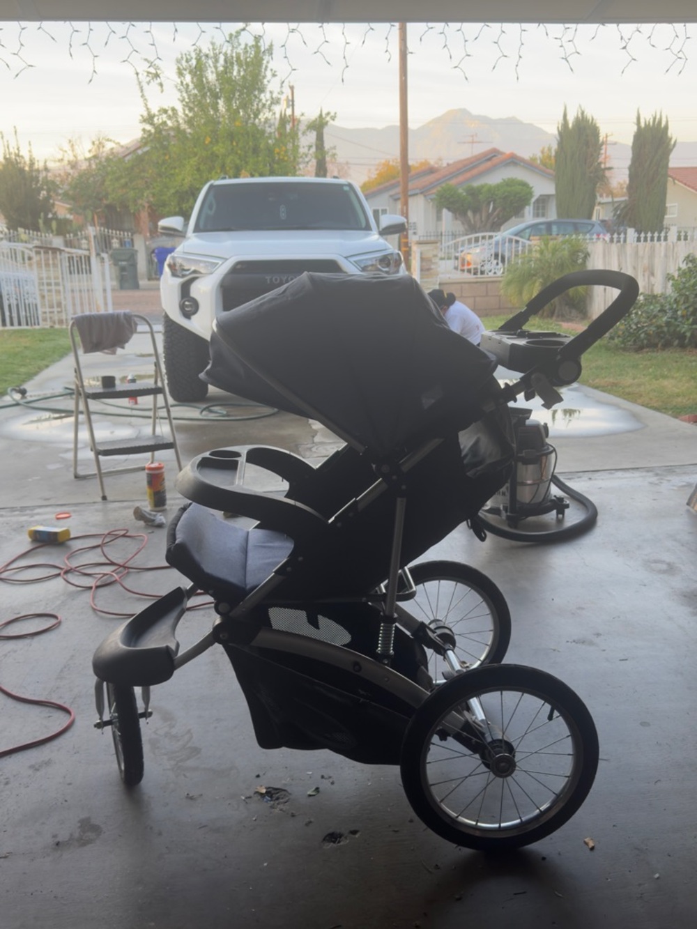 Black Three-Wheel Jogging Stroller